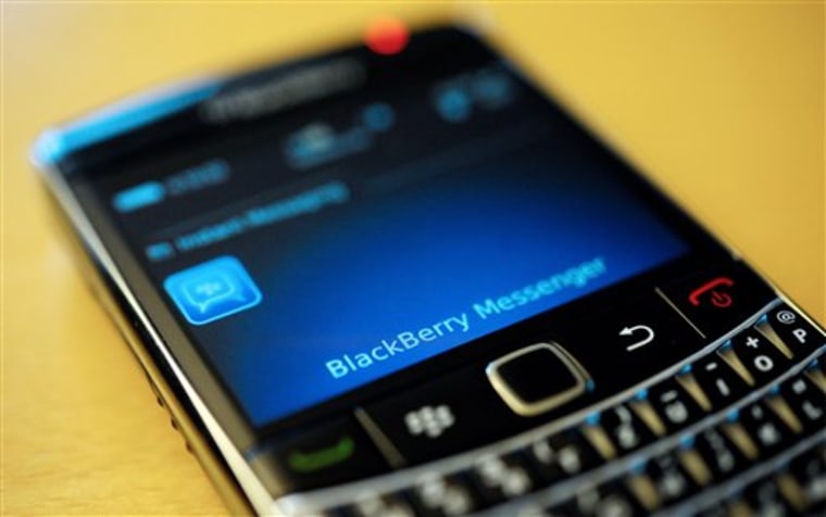 A BlackBerry smartphone using its "Messenger" service.